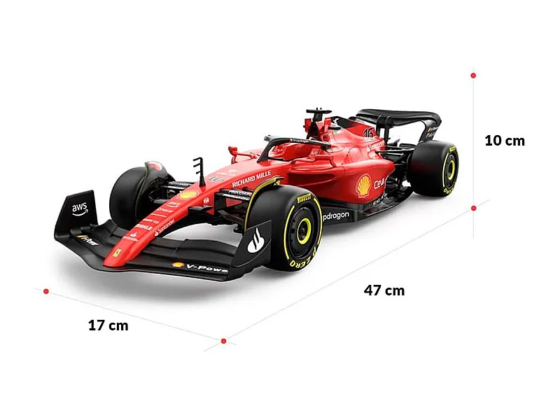 Coche teledirigido Ferrari F1-75 Rastar con mando +6A rojo 10x47x17 cm