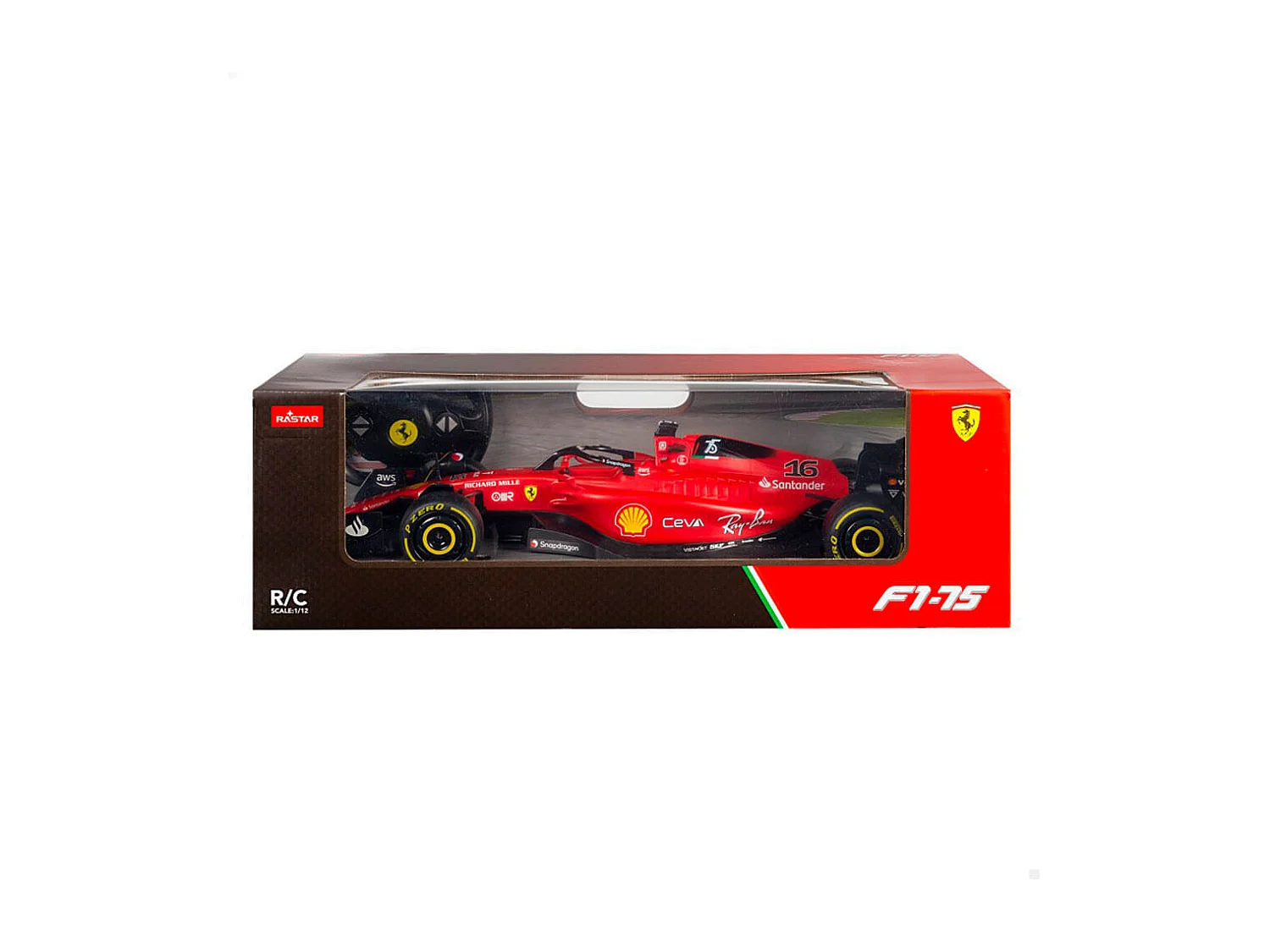 Coche teledirigido Ferrari F1-75 Rastar con mando +6A rojo 10x47x17 cm