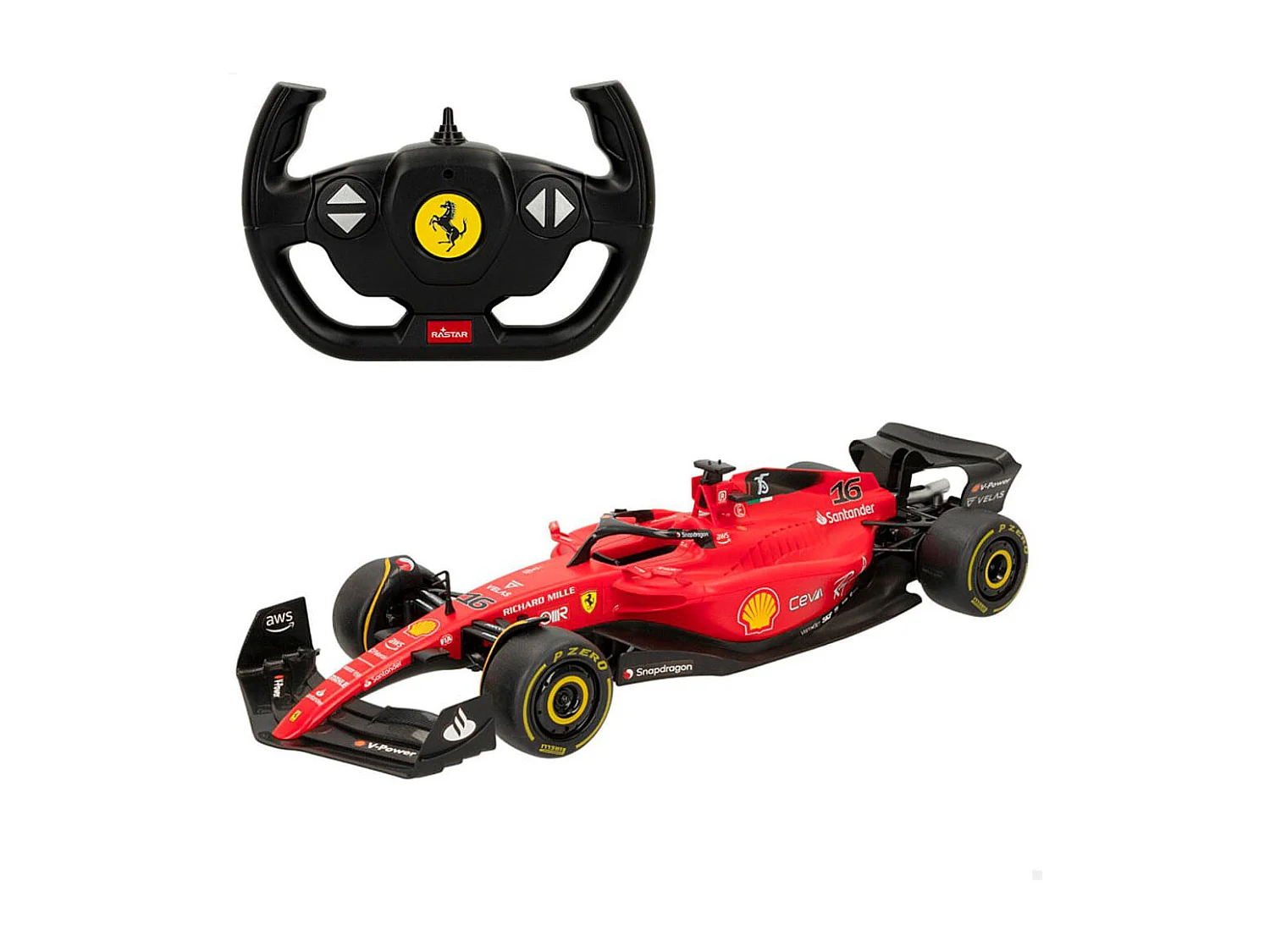 Coche teledirigido Ferrari F1-75 Rastar con mando +6A rojo 10x47x17 cm