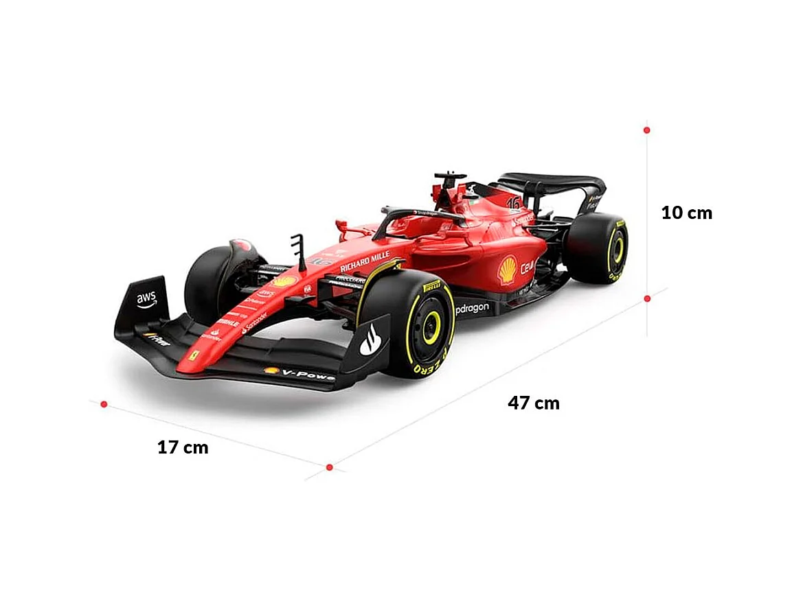 Coche teledirigido Ferrari F1-75 Rastar con mando +6A rojo 10x47x17 cm