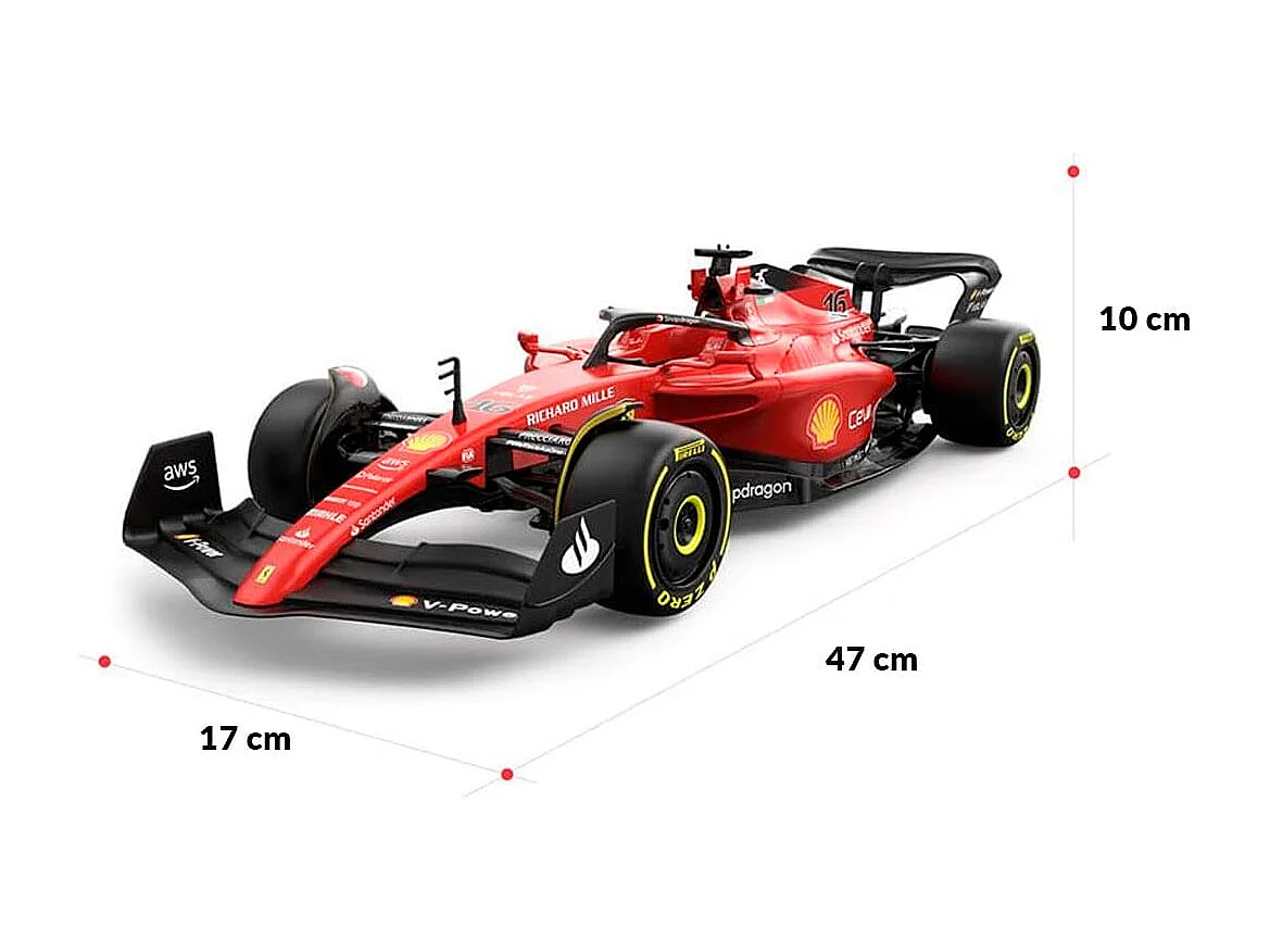 Coche teledirigido Ferrari F1-75 Rastar con mando +6A rojo 10x47x17 cm