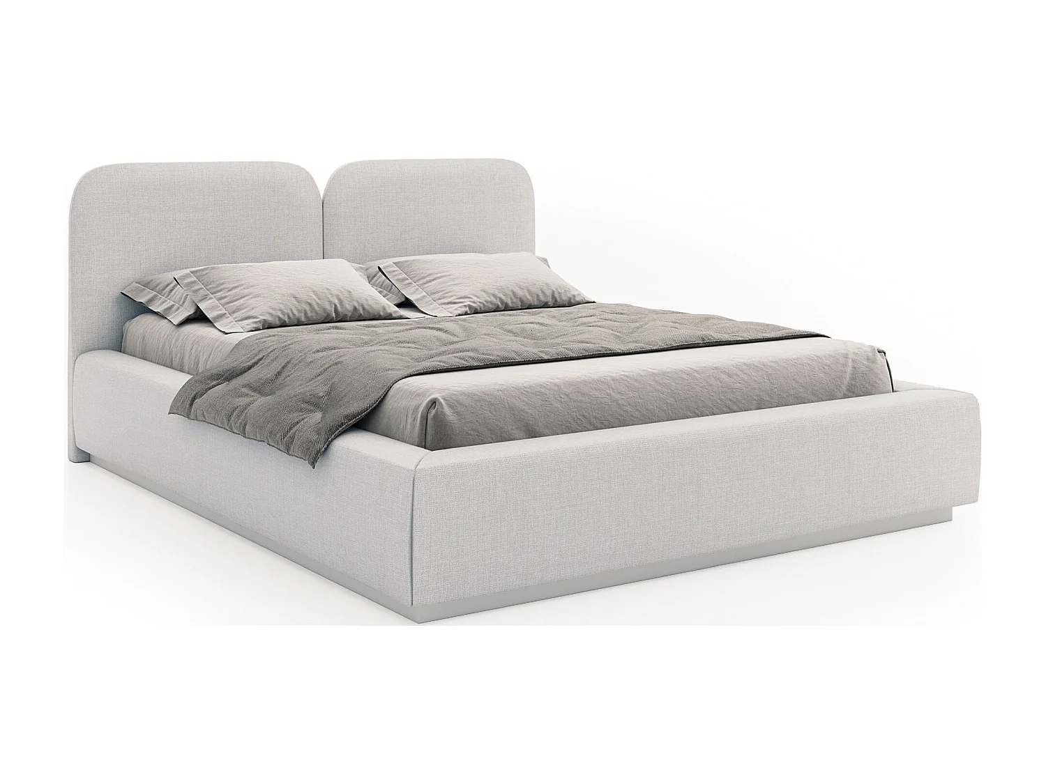 Lit tapissé 140×200 - chenille - gris clair - COMOVES