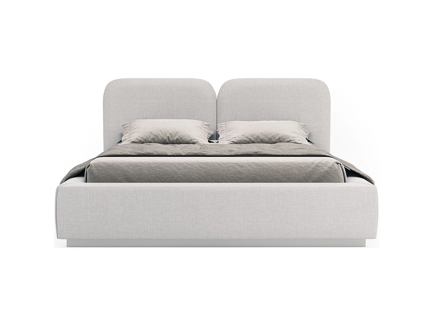 Lit tapissé 140×200 - chenille - gris clair - COMOVES