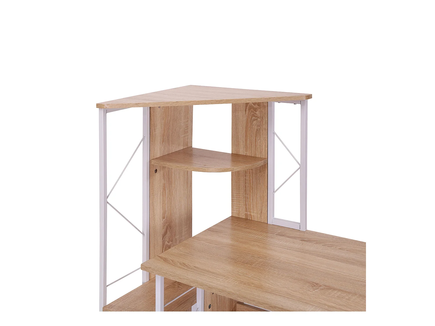 Scrivania moderna con scaffale in mdf e metallo colore rovere