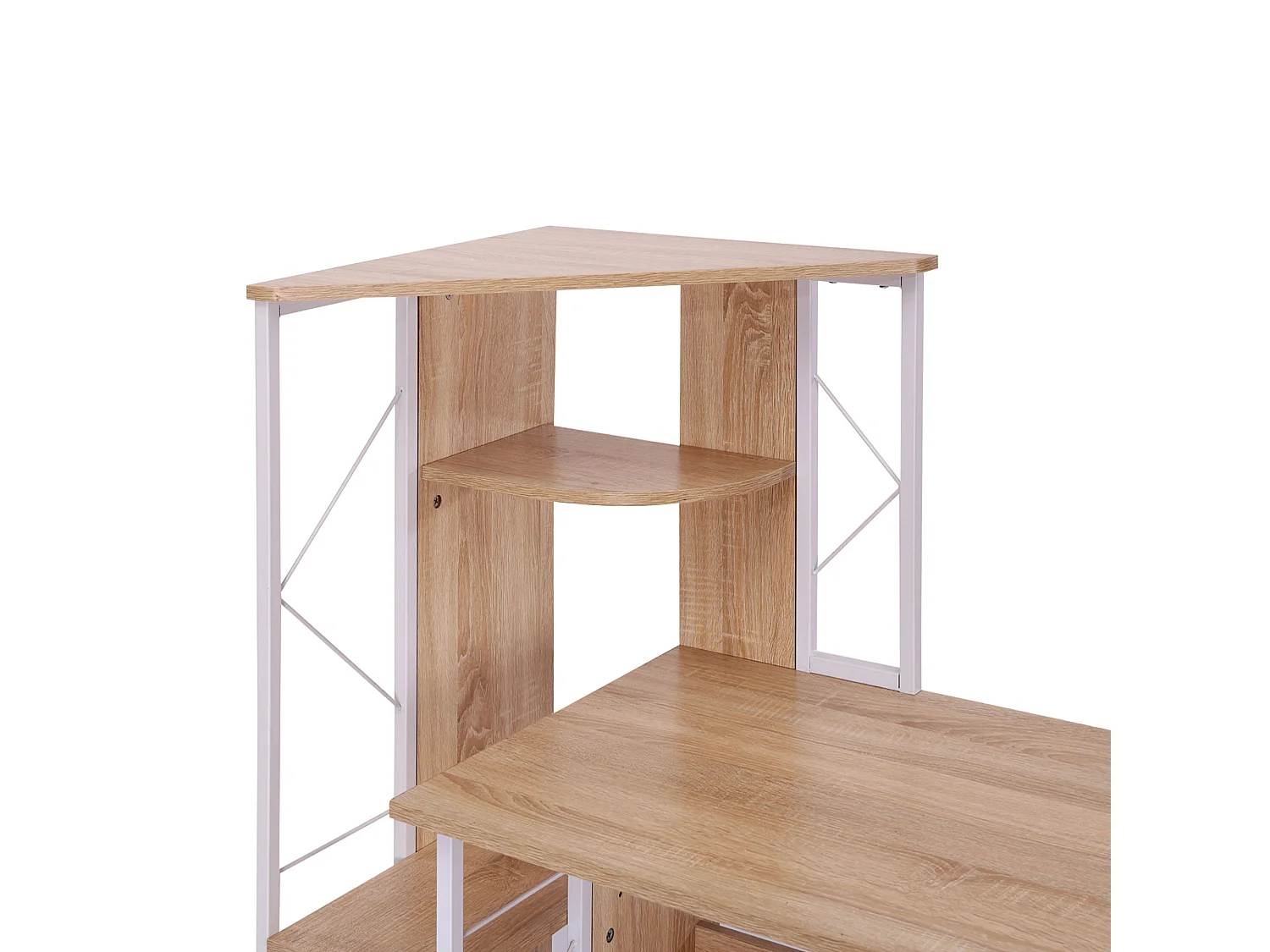 Scrivania moderna con scaffale in mdf e metallo colore rovere