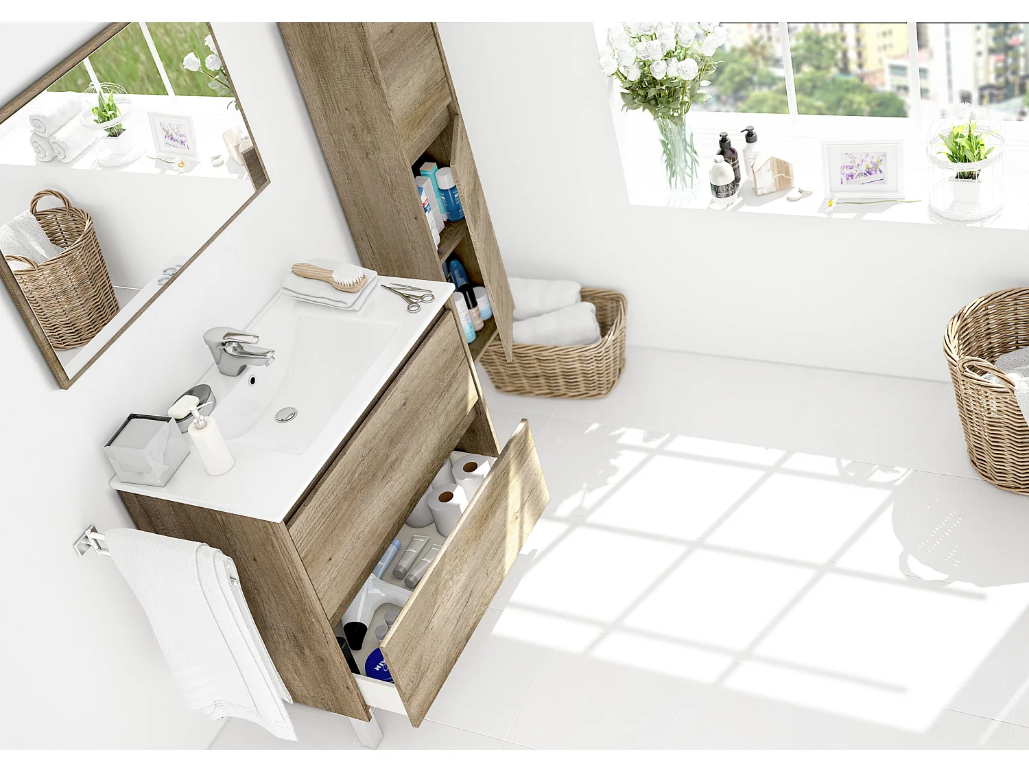 Mueble de baño sin lavabo y espejo Air