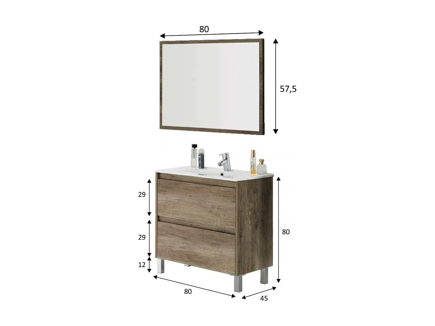 Mueble de baño y espejo Dakota (sin lavabo)