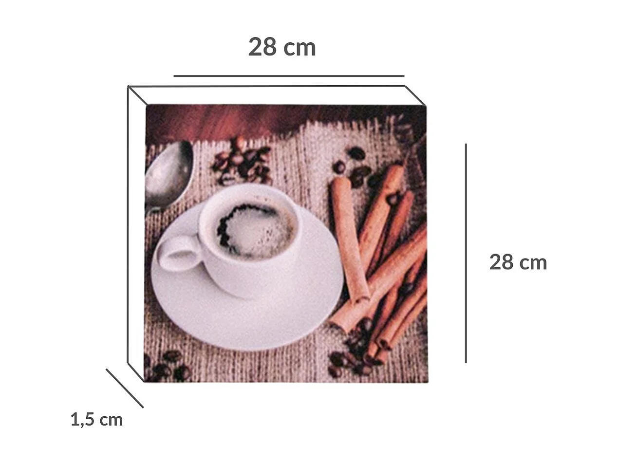 Print decorativo café taza y canela 28x28x1,5 cm