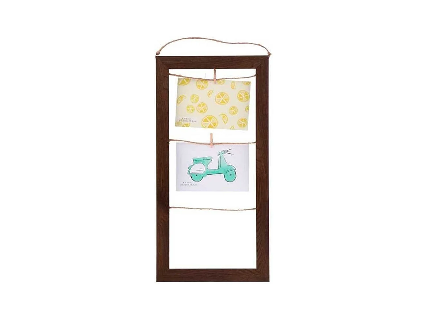 Marco de fotos colgante 3 cuerdas marrón 48x23x2 cm