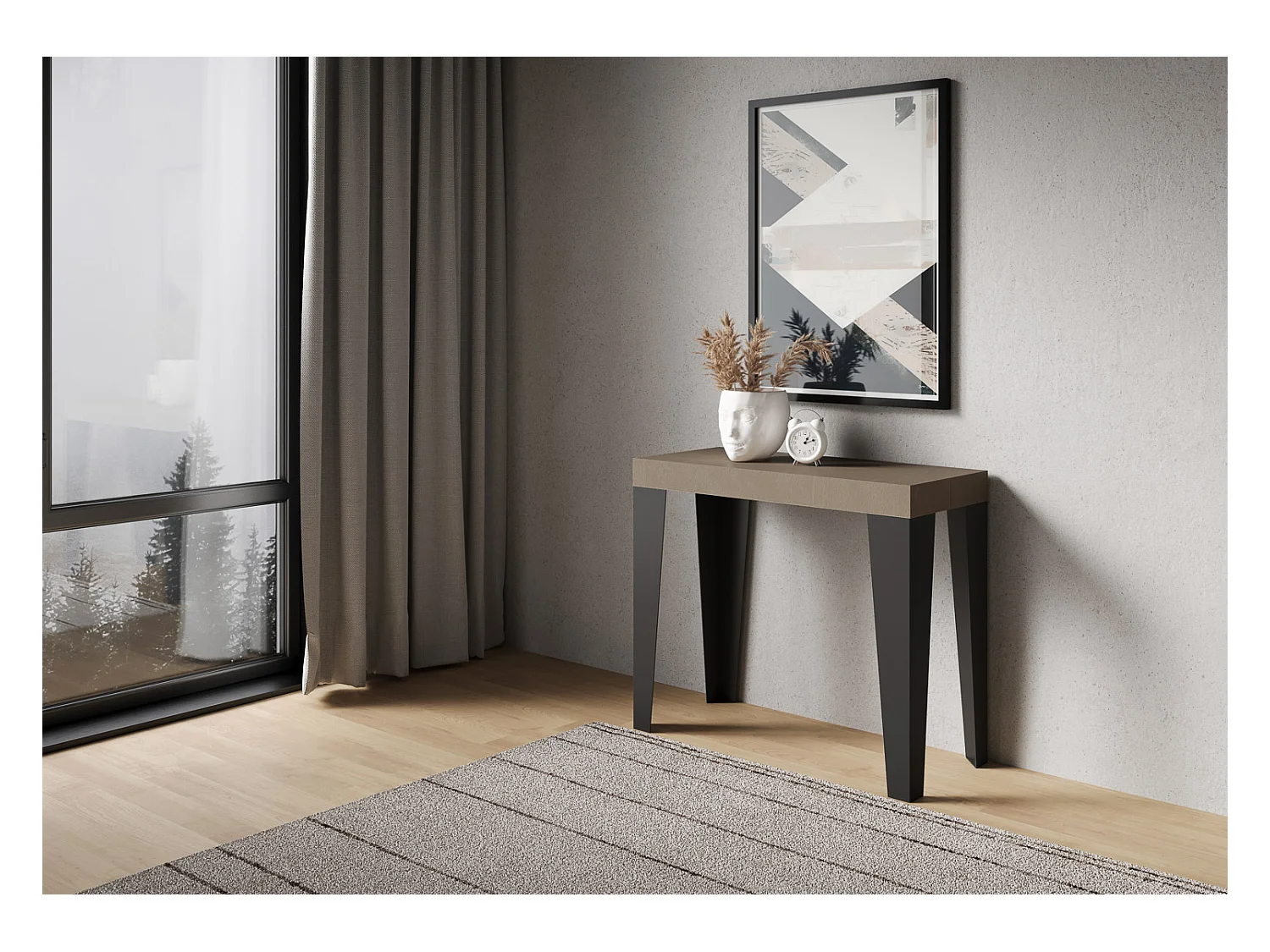 Console extensible 90x40/196 cm Flame Small Premium gris tourterelle