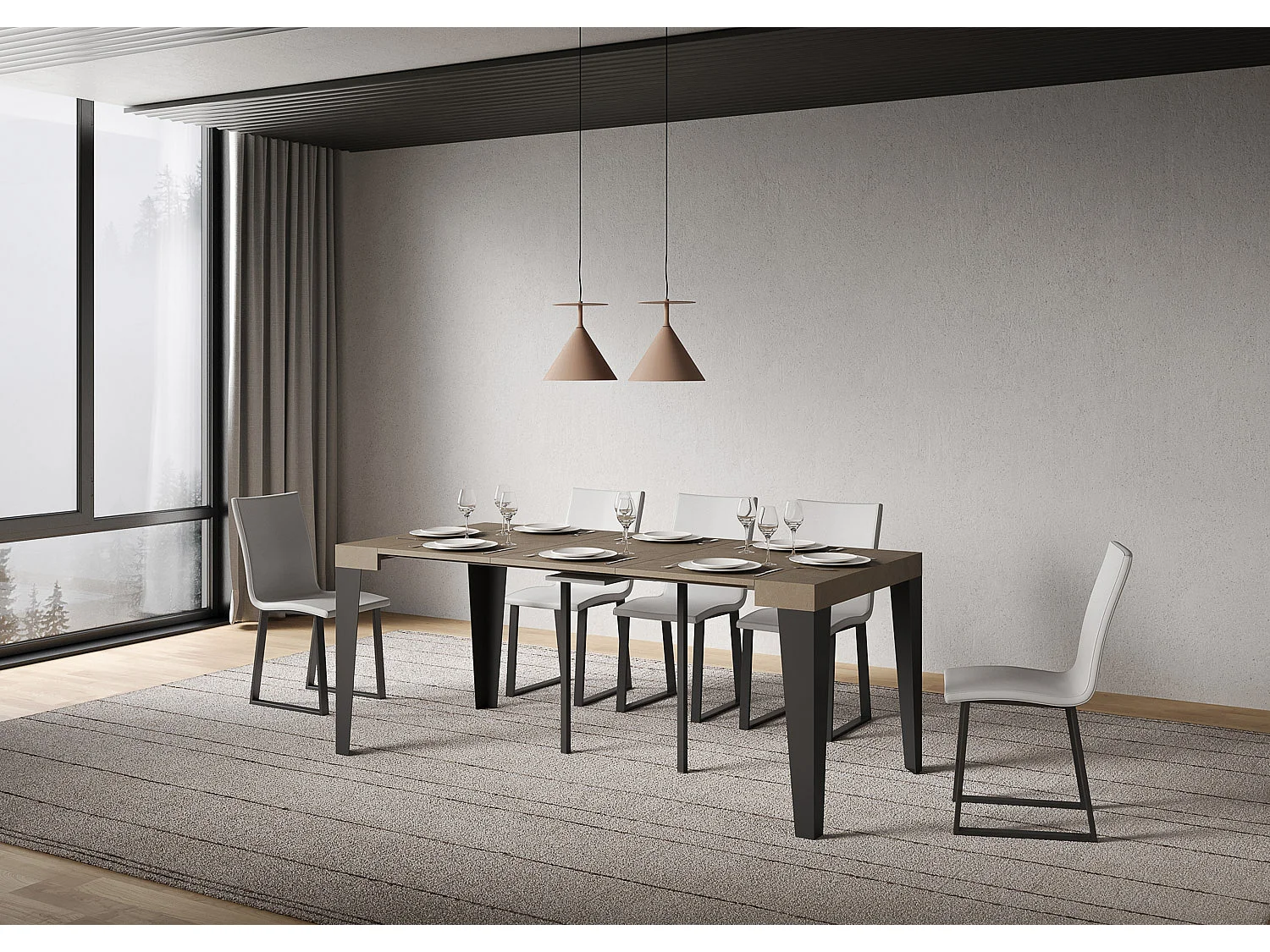 Mesa consola extensible 90x40/196 cm Flame Small gris paloma