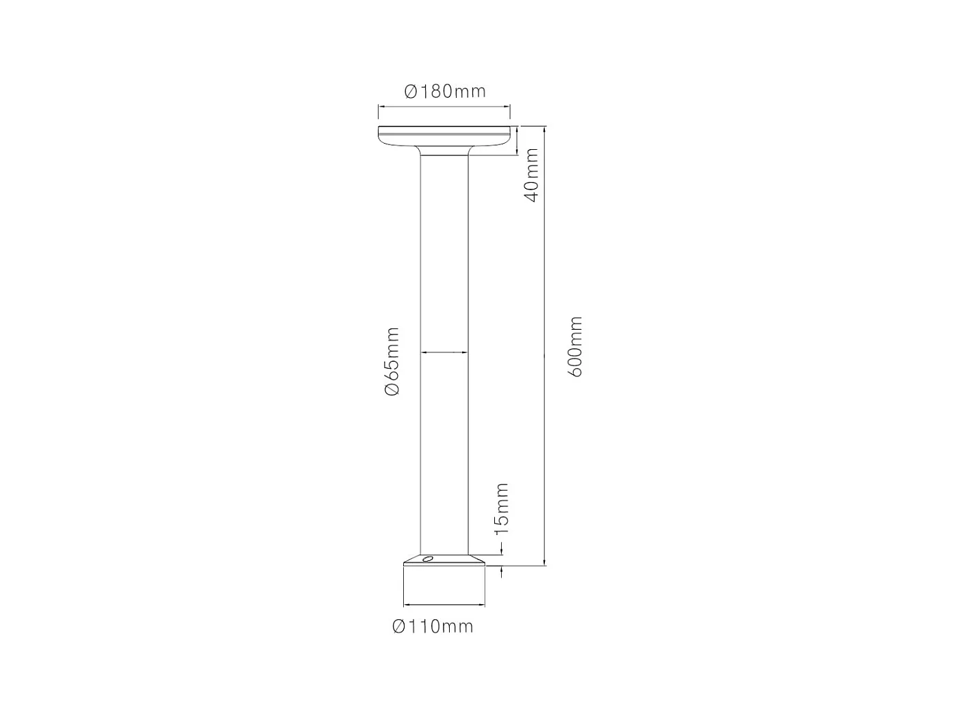 Borne LED d'extérieur Mac Floor XL Blanc 3000K - 12W IP65 60cm de hauteur en aluminium - Downlight - Beneito & Faure