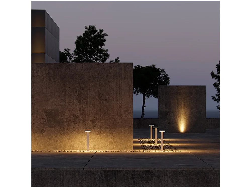 Mac Floor White 3000K - 12W IP65 30cm high outdoor LED bollard light in aluminum - Downlight - Beneito & Faure