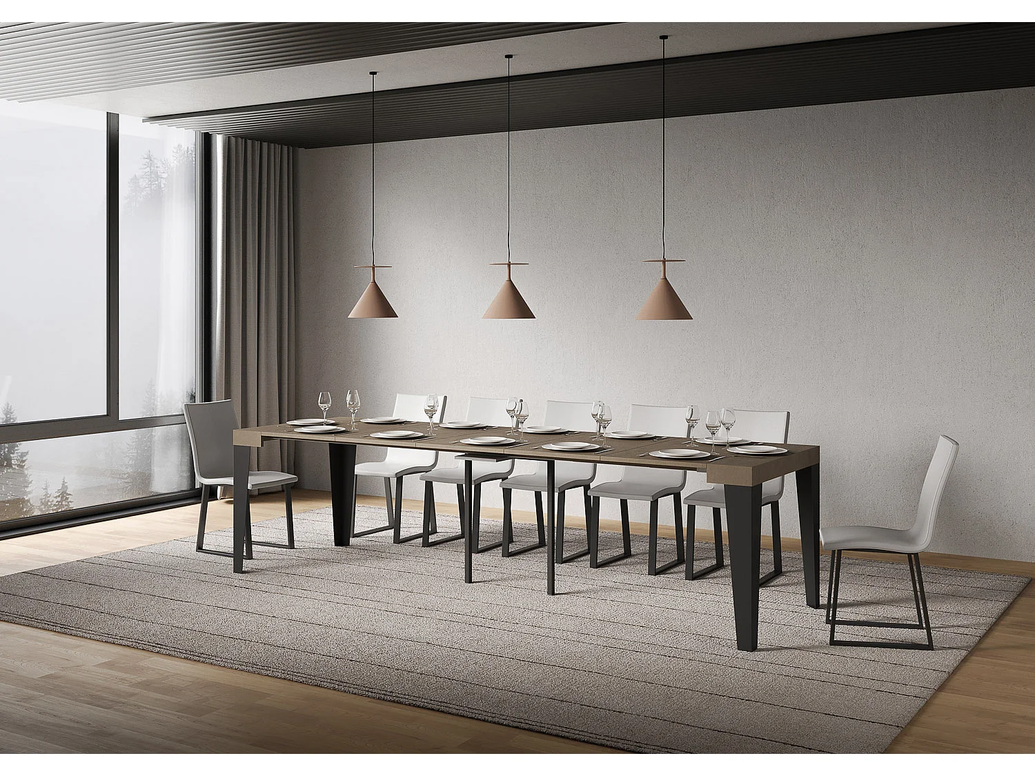 Mesa consola extensible 90x40/300 cm Gris paloma llama