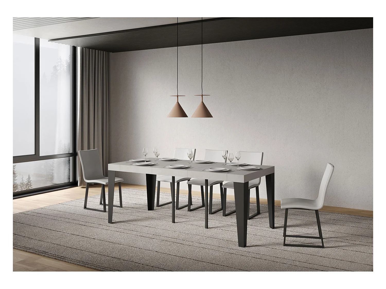 Ausziehbarer Konsolentisch 90x40/300 cm Flame Premium Kaschmir