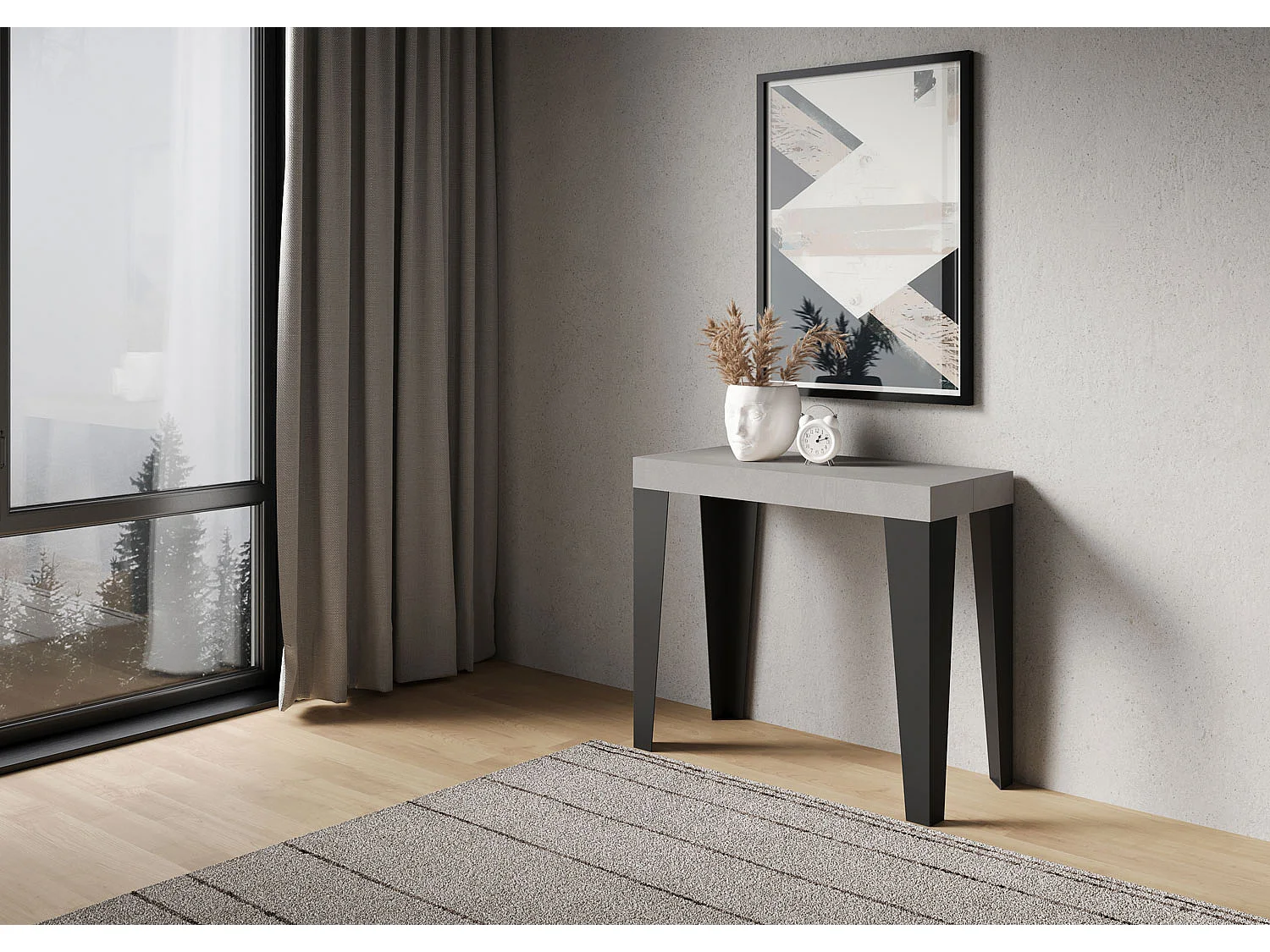 Udtrækkeligt konsolbord 90x40/300 cm Flame Premium cashmere