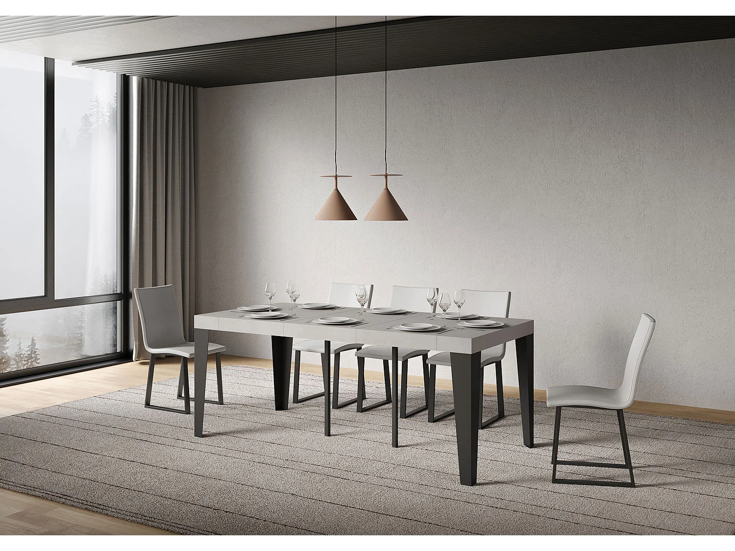 Udtrækkeligt konsolbord 90x40/300 cm Flame Premium cashmere