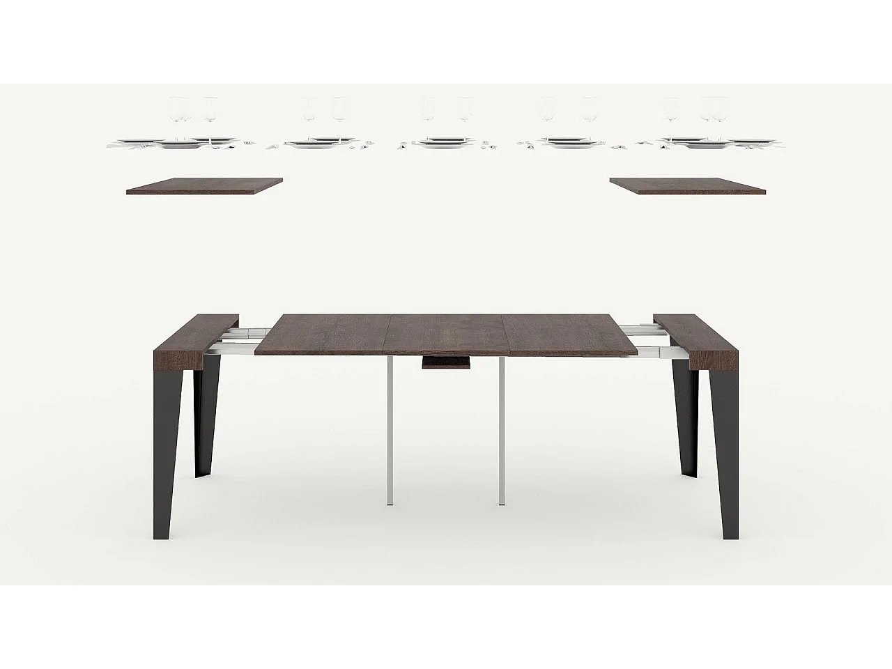 Udtrækkeligt konsolbord 90x40/300 cm Flame Premium cashmere