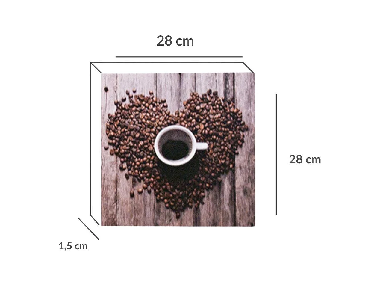Print decorativo café taza y corazón 28x28x1,5 cm