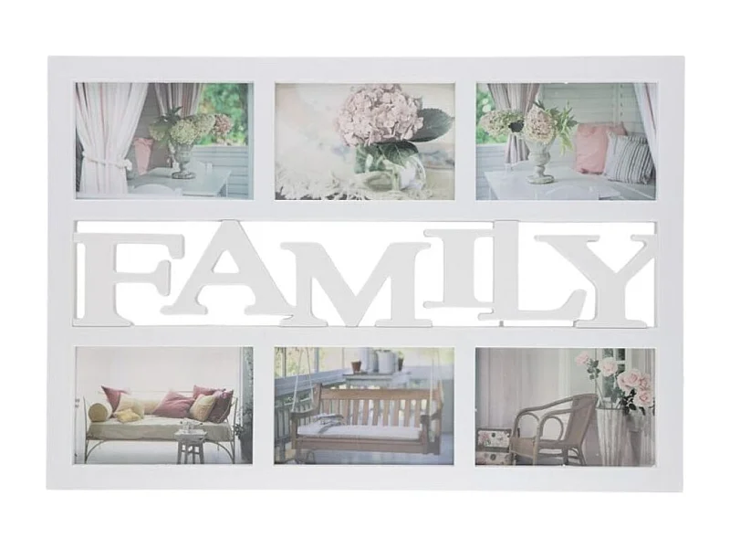 Portafotos múltiple Family 6 fotos blanco 33x48x1,8 cm