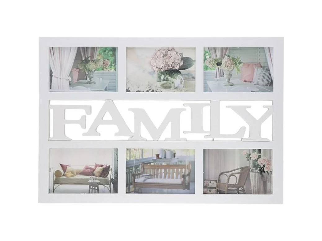 Portafotos múltiple Family 6 fotos blanco 33x48x1,8 cm