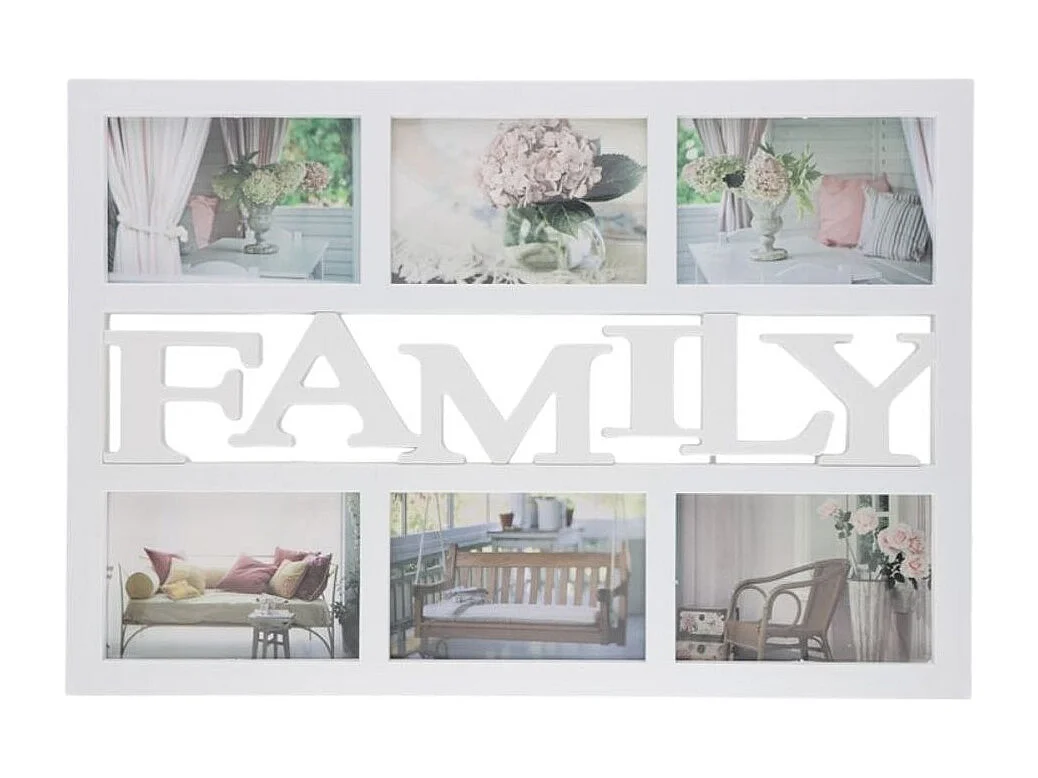 Portafotos múltiple Family 6 fotos blanco 33x48x1,8 cm
