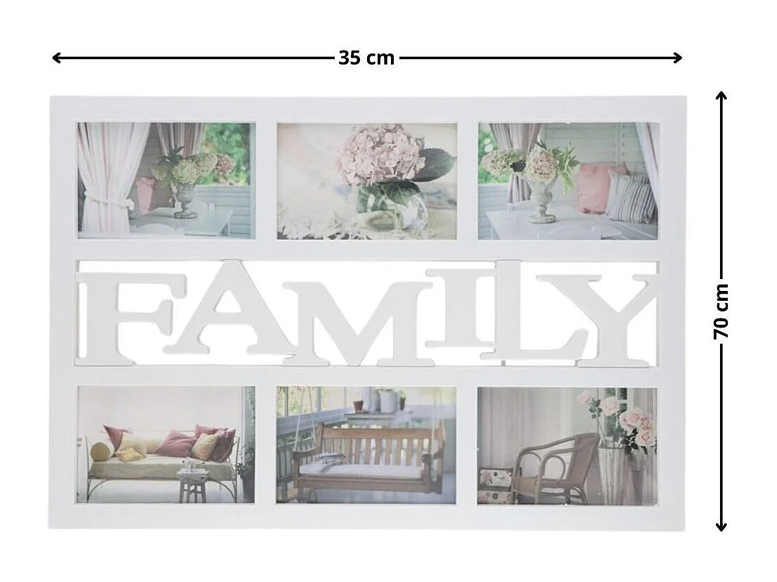 Portafotos múltiple Family 6 fotos blanco 33x48x1,8 cm