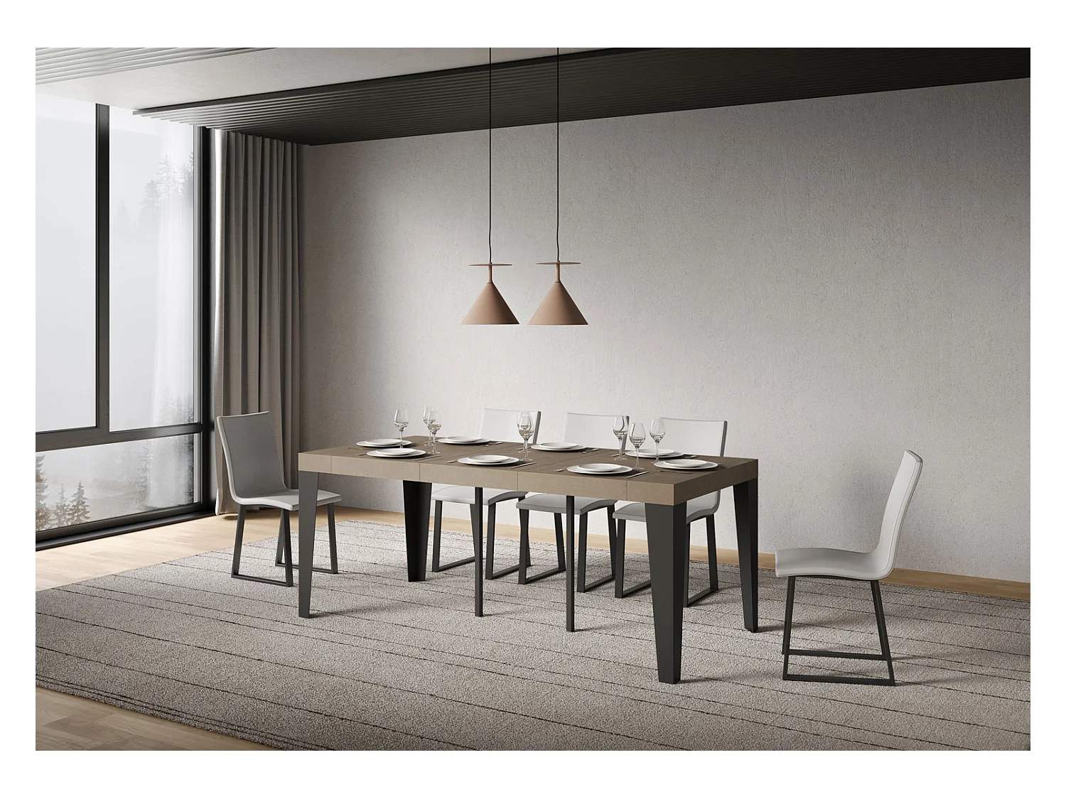 Console extensible 90x40/300 cm Flame Premium gris tourterelle