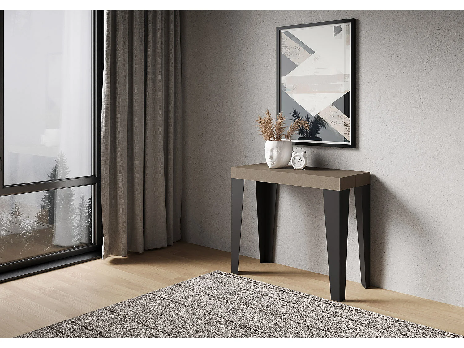 Ausziehbarer Konsolentisch 90x40/300 cm Flame Premium taubengrau