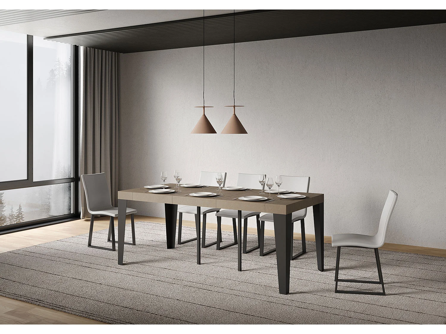 Ausziehbarer Konsolentisch 90x40/300 cm Flame Premium taubengrau