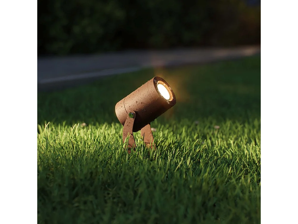 Sair XL - Spot LED rond 20W IP65 Corten 3000K - Éclairage de jardin pour plantes ou haies h38cm - Beneito Faure