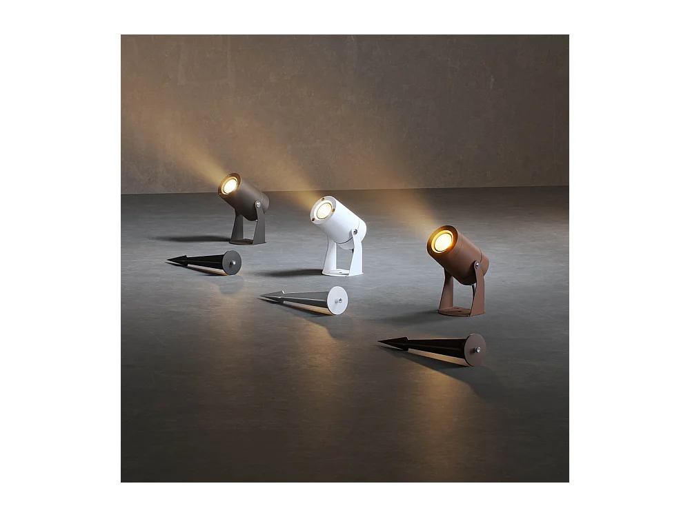 Sair - 10W runder LED-Strahler IP65 Corten 2200K - Gartenleuchte für Pflanzen oder Hecken h36cm - Beneito faure