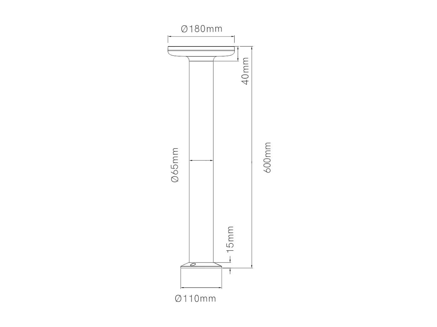 Borne LED d'extérieur Mac Floor XL Noir 4000K - 12W IP65 60cm de hauteur en aluminium - Downlight - Beneito & Faure