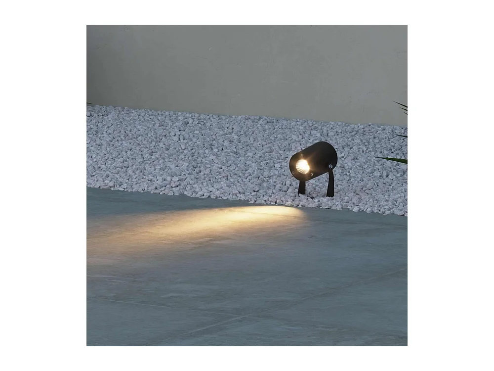 Sair - Faro a led a picchetto rotondo 10W IP65 Nero 3000K - Luce da giardino per piante o siepe h36cm - Beneito faure