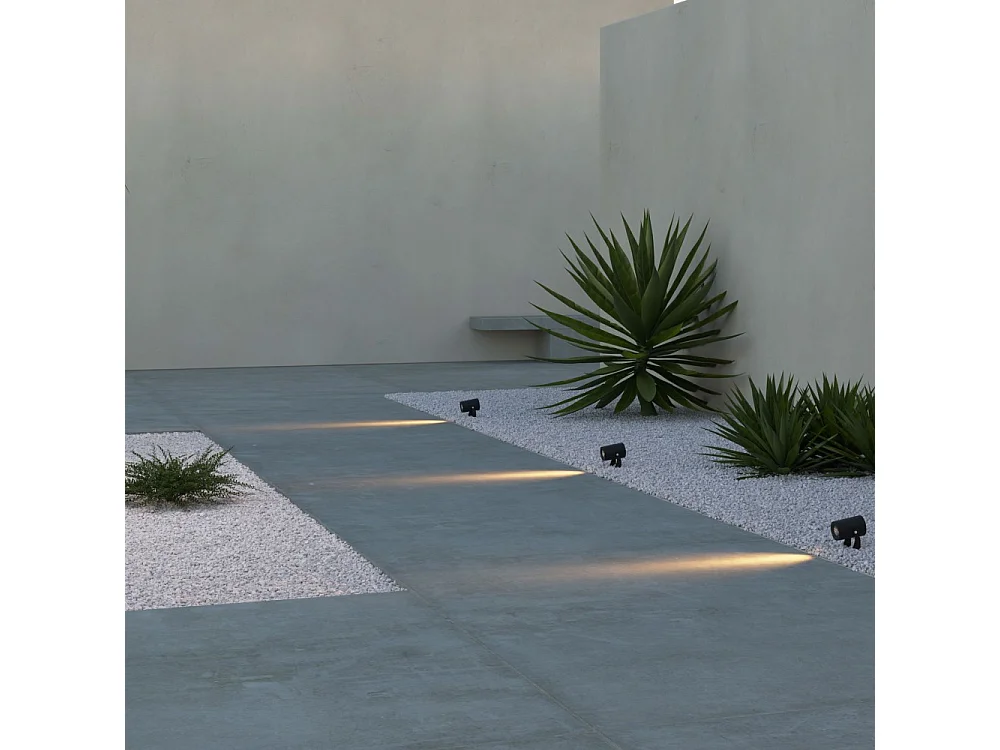 Sair - Spot LED rond 10W IP65 Noir 3000K - Éclairage de jardin pour plantes ou haies h36cm - Beneito Faure