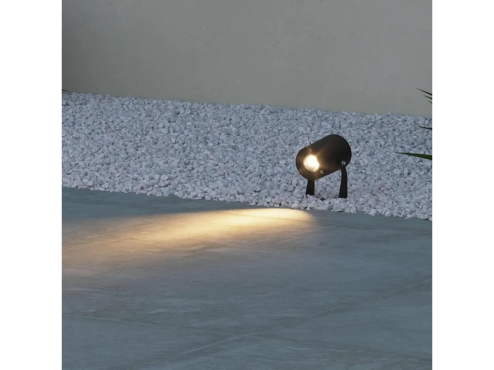 Sair - Spot LED rond 10W IP65 Noir 3000K - Éclairage de jardin pour plantes ou haies h36cm - Beneito Faure