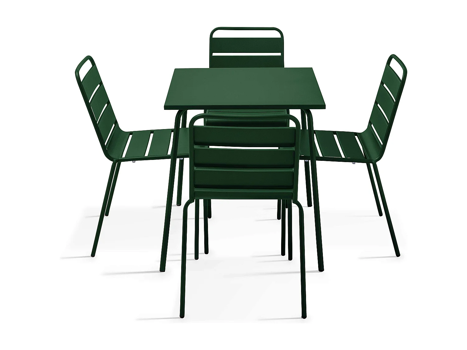 Ensemble table de jardin et 4 chaises en métal Vert forêt - Palavas