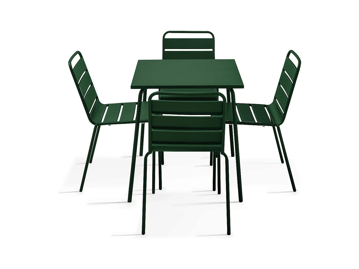 Ensemble table de jardin et 4 chaises en métal Vert forêt - Palavas