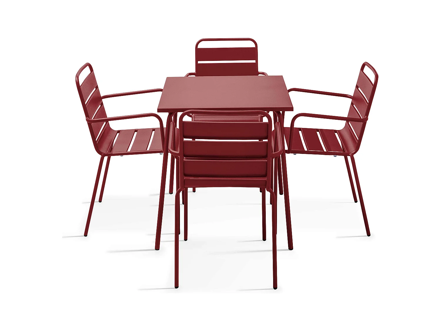 Ensemble table de jardin carrée et 4 fauteuils acier Pourpre - Palavas