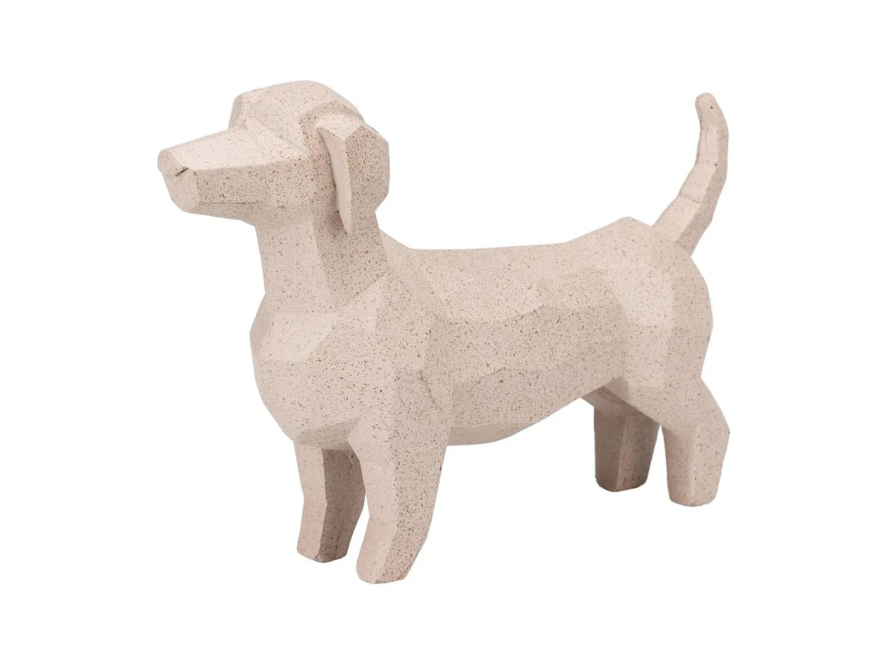Figura decorativa forma de perro salchicha beige 14x21,2x5,5 cm