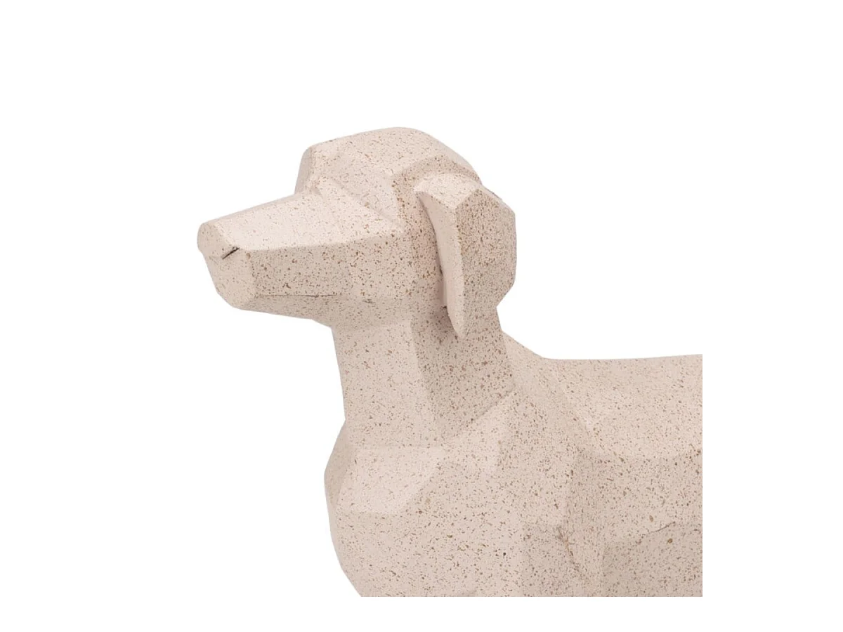 Figura decorativa forma de perro salchicha beige 14x21,2x5,5 cm