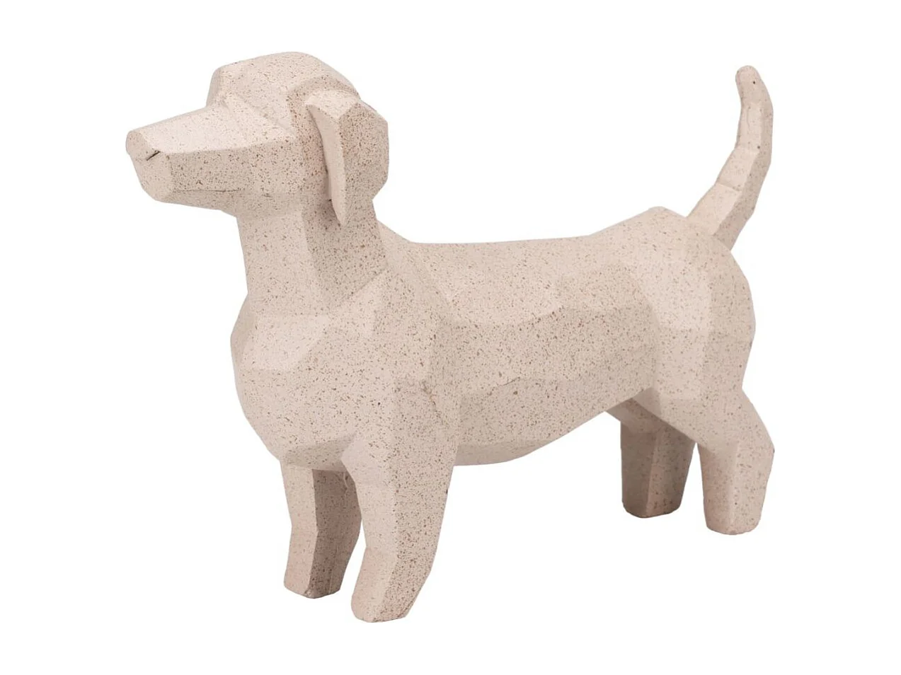 Figura decorativa forma de perro salchicha beige 14x21,2x5,5 cm