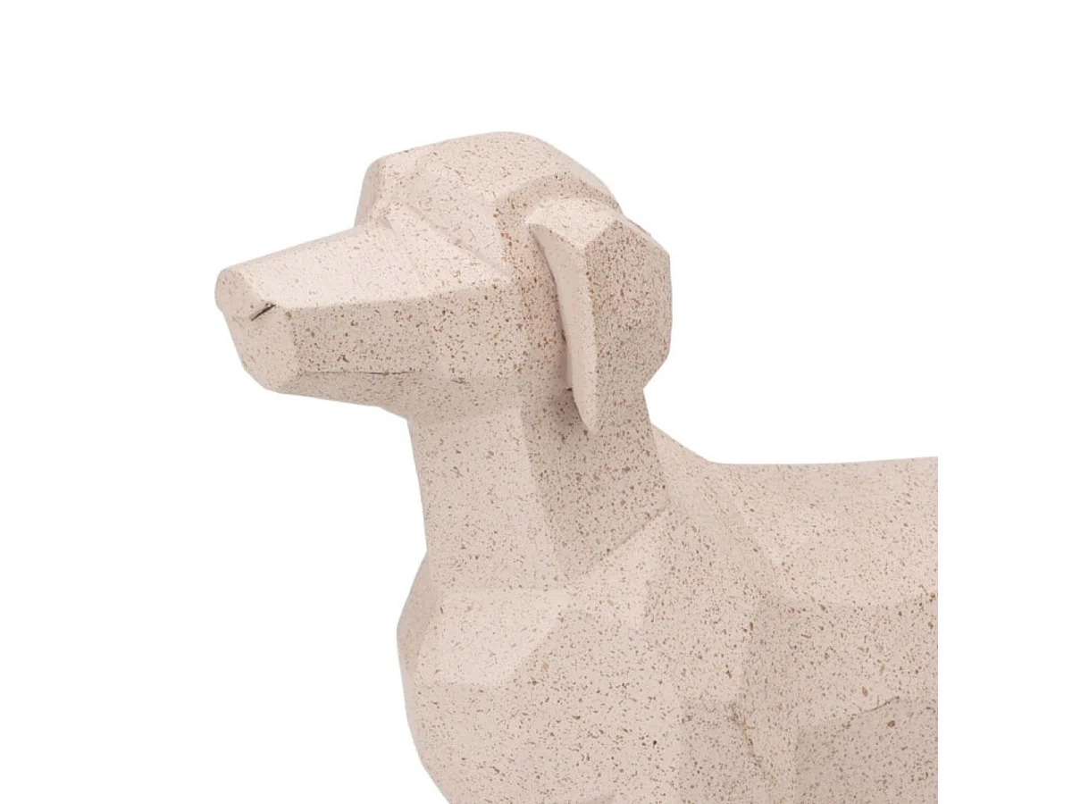 Figura decorativa forma de perro salchicha beige 14x21,2x5,5 cm
