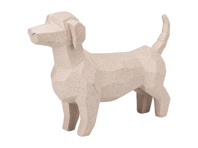 Figura decorativa forma de perro salchicha beige 14x21,2x5,5 cm