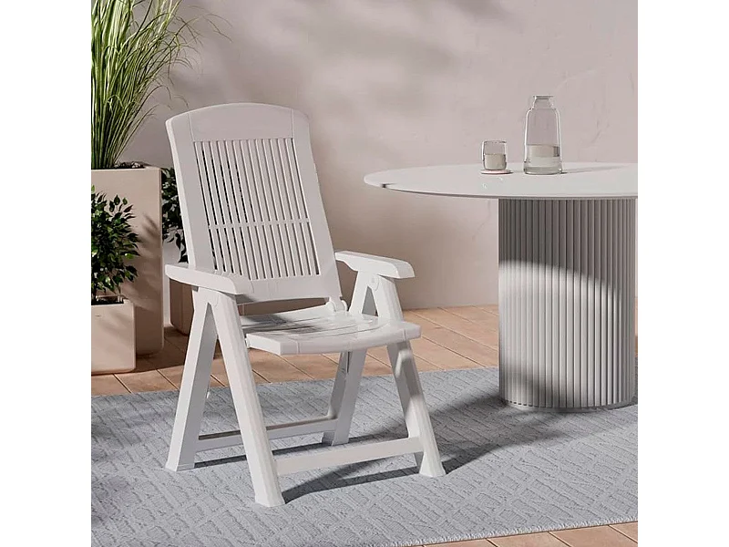 Silla exterior Tampa Progarden reclinable plegable blanco 109x60x61 cm