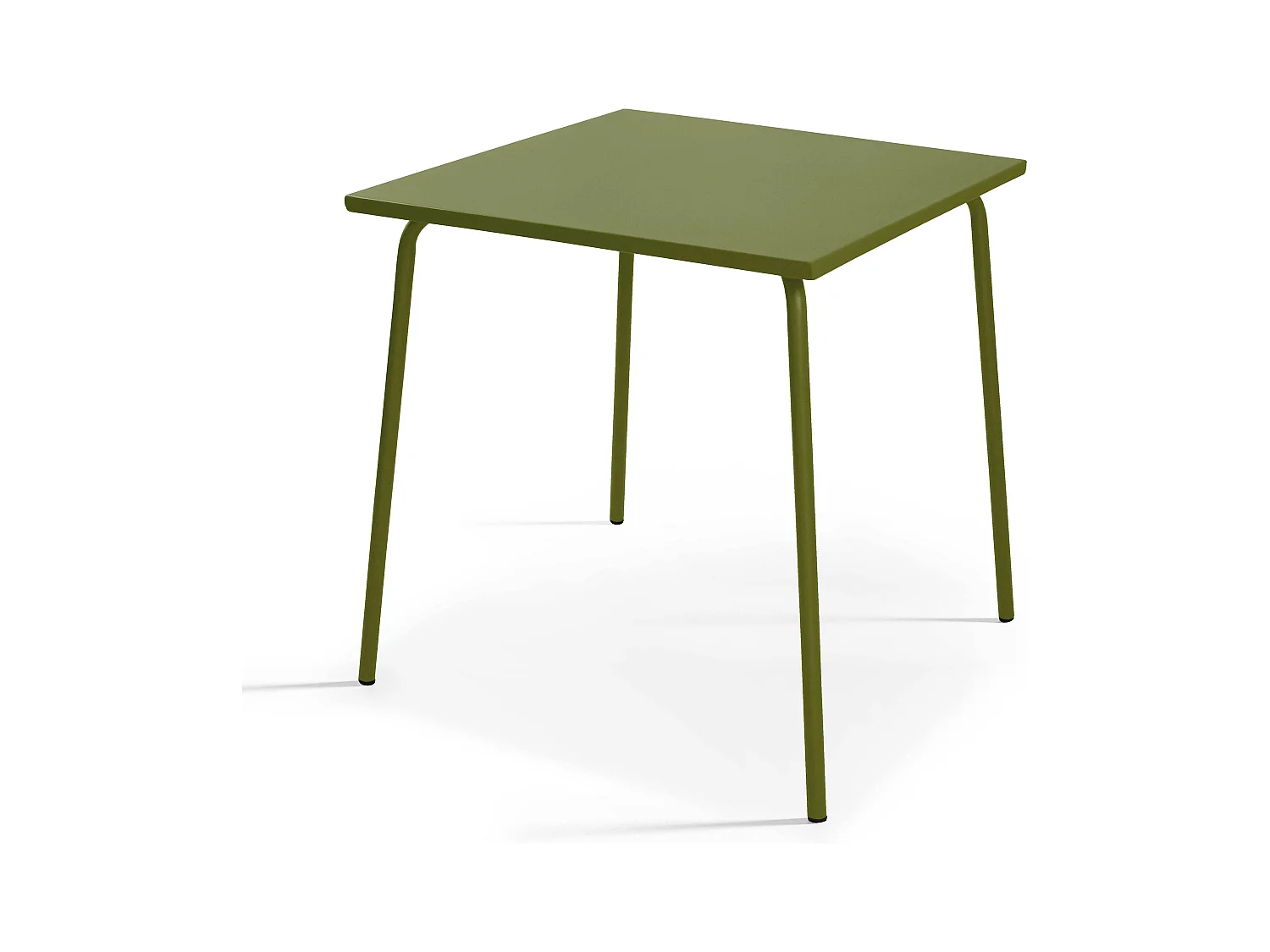Ensemble table de jardin carrée et 4 fauteuils acier Vert Kaki - Palavas