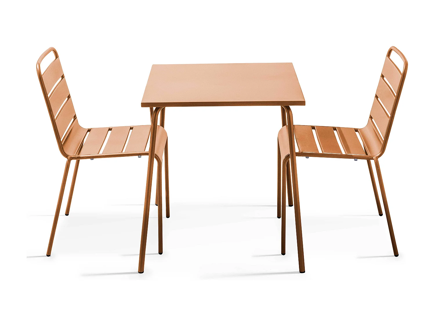 Ensemble table de jardin carrée et 2 chaises Caramel - Palavas