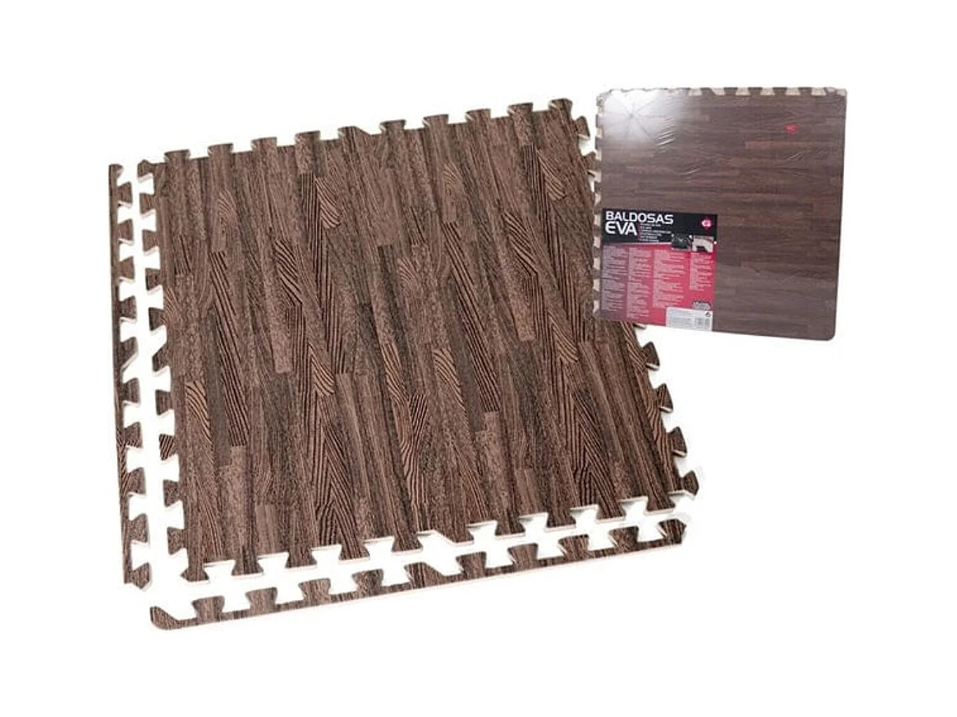 4 Baldosas Eva marrón oscuro 62x62 cm