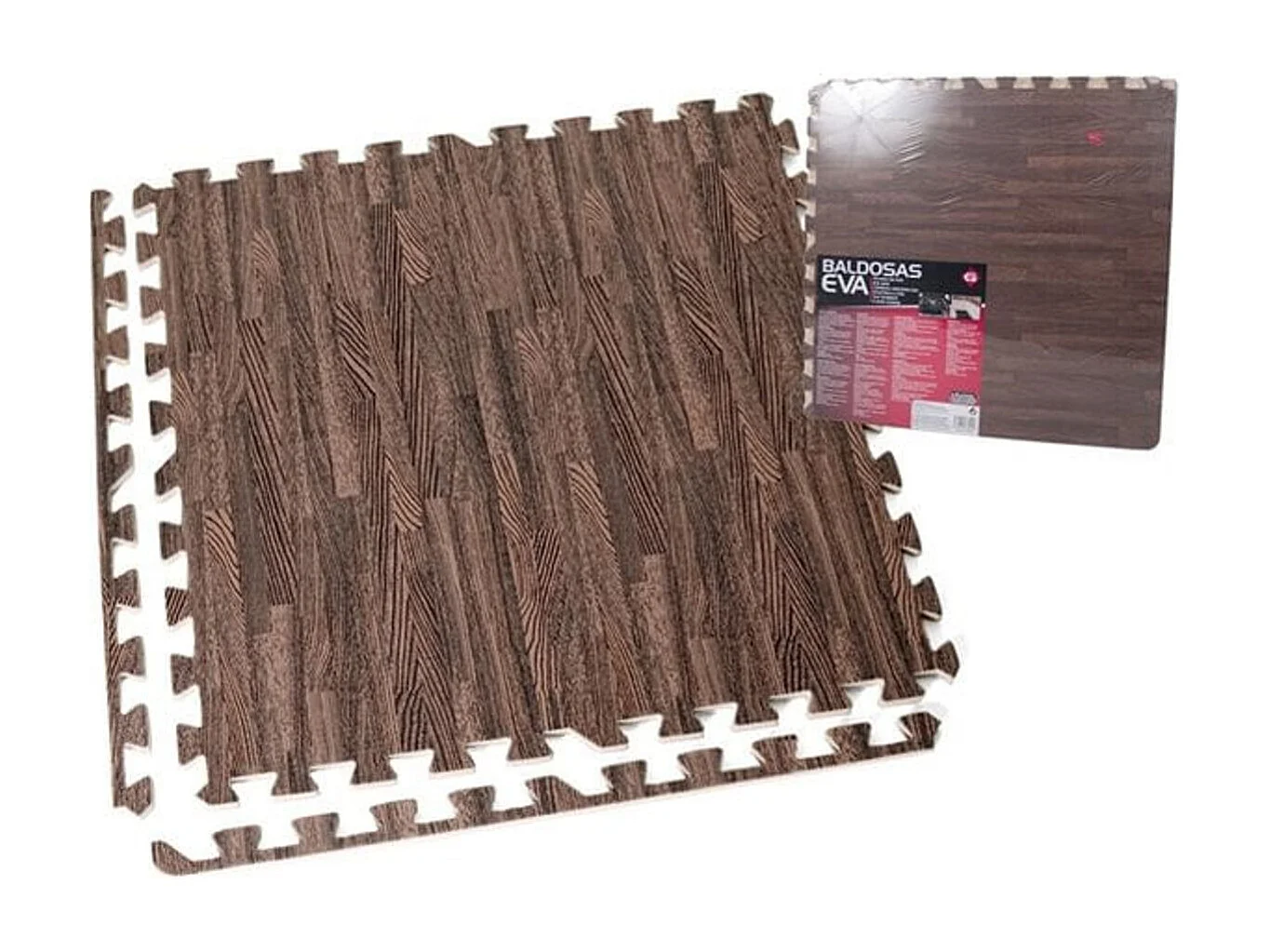 4 Baldosas Eva marrón oscuro 62x62 cm