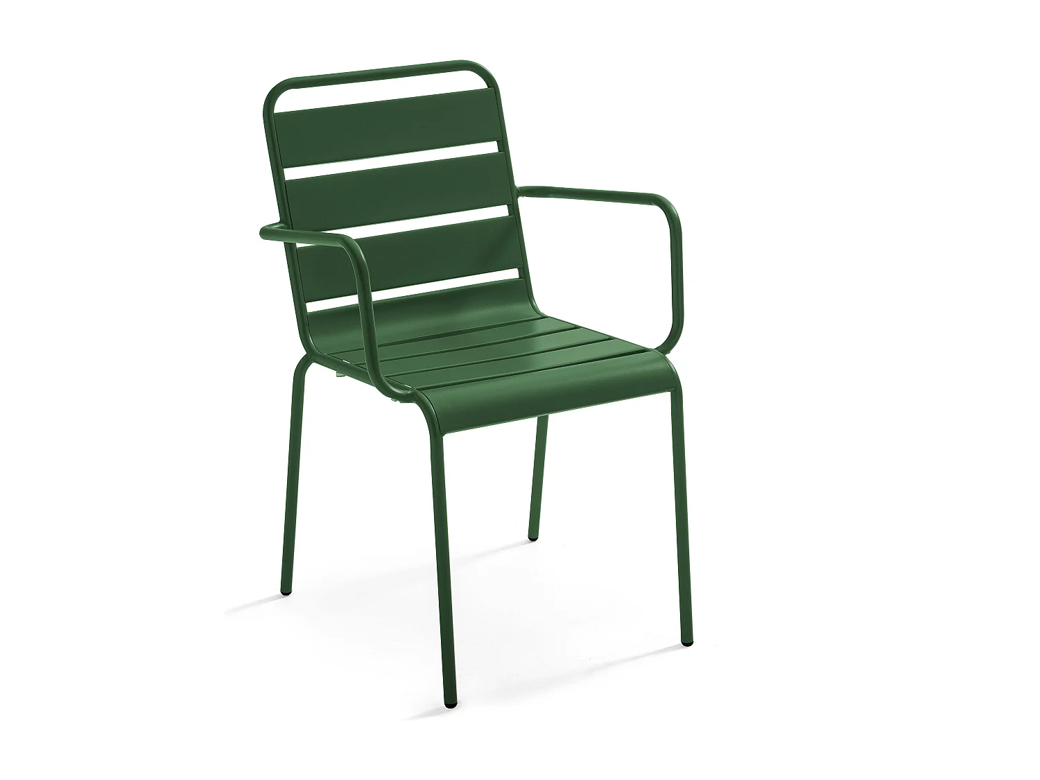 Ensemble table de jardin carrée et 2 fauteuils acier Vert forêt - Palavas